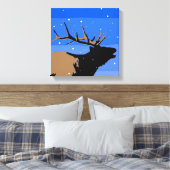 Bugling Elk in Winter - Originele Wilde Kunst Canvas Afdruk (Insitu (Slaapkamer))