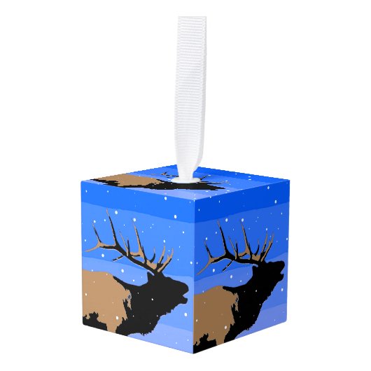 Bugling Elk in Winter - Originele Wilde Kunst Decoratie (Voorkant hoekig)
