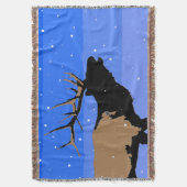 Bugling Elk in Winter - Originele Wilde Kunst Deken (Voorkant Verticaal)