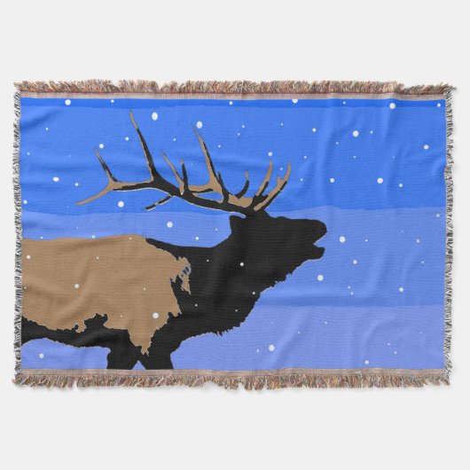 Bugling Elk in Winter - Originele Wilde Kunst Deken (Voorkant)