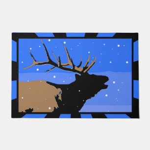Bugling Elk in Winter - Originele Wilde Kunst Deurmat