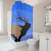 Bugling Elk in Winter - Originele Wilde Kunst Douchegordijn (In situ)