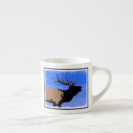 Bugling Elk in Winter - Originele Wilde Kunst Espresso Kop (Rechts)