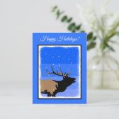 Bugling Elk in Winter - Originele Wilde Kunst Feestdagenkaart (Staand voorkant)