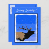 Bugling Elk in Winter - Originele Wilde Kunst Feestdagenkaart (Voorkant / Achterkant)