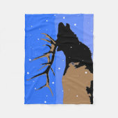 Bugling Elk in Winter - Originele Wilde Kunst Fleece Deken (Voorkant)