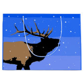 Bugling Elk in Winter - Originele Wilde Kunst Groot Cadeauzakje (Voorkant)