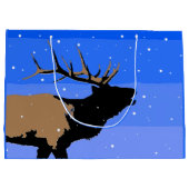 Bugling Elk in Winter - Originele Wilde Kunst Groot Cadeauzakje (Achterkant)