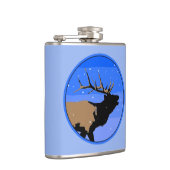 Bugling Elk in Winter - Originele Wilde Kunst Heupfles (Rechts)