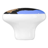 Bugling Elk in Winter - Originele Wilde Kunst Keramische Knop (Zijkant)