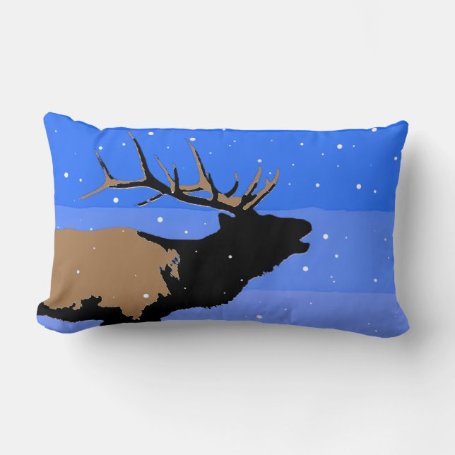 Bugling Elk in Winter - Originele Wilde Kunst Kussen (Voorkant)