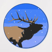 Bugling Elk in Winter - Originele Wilde Kunst Labels (Design 2)