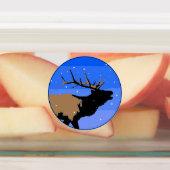 Bugling Elk in Winter - Originele Wilde Kunst Labels (Aangebracht)