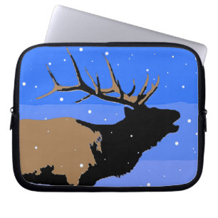 Bugling Elk in Winter - Originele Wilde Kunst Laptop Sleeve