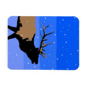 Bugling Elk in Winter - Originele Wilde Kunst Magneet (Horizontaal)