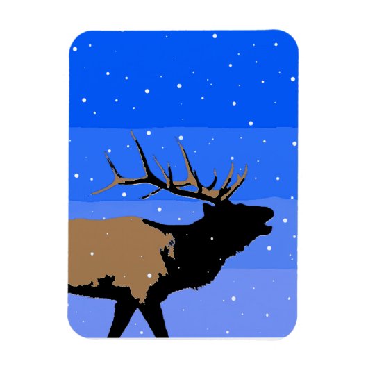 Bugling Elk in Winter - Originele Wilde Kunst Magneet (Verticaal)
