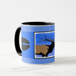 Bugling Elk in Winter - Originele Wilde Kunst Mok