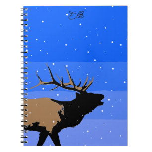 Bugling Elk in Winter - Originele Wilde Kunst Notitieboek