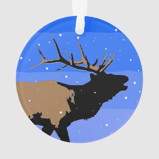 Bugling Elk in Winter - Originele Wilde Kunst Ornament (achterkant)