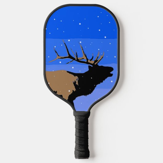 Bugling Elk in Winter - Originele Wilde Kunst Pickleball Paddle (Voorkant)