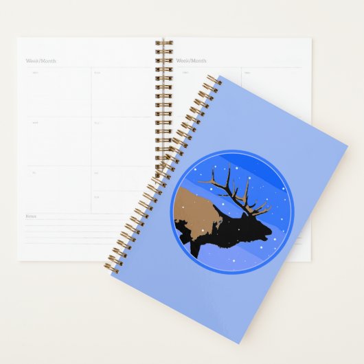 Bugling Elk in Winter - Originele Wilde Kunst Planner (Display)