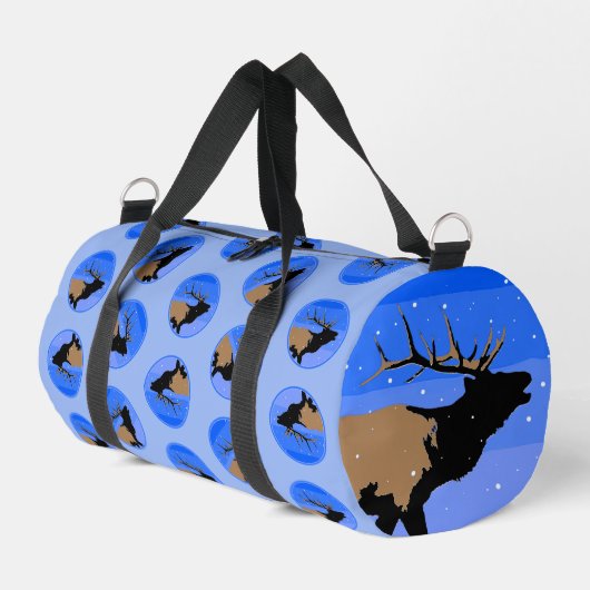 Bugling Elk in Winter - Originele Wilde Kunst Plunjezak (Linkerhoek)