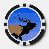Bugling Elk in Winter - Originele Wilde Kunst Poker Chips (Voorkant)