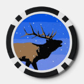 Bugling Elk in Winter - Originele Wilde Kunst Poker Chips (Achterkant)