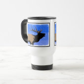 Bugling Elk in Winter - Originele Wilde Kunst Reisbeker (Voorkant links)