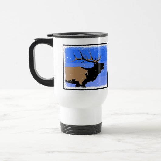 Bugling Elk in Winter - Originele Wilde Kunst Reisbeker (Links)