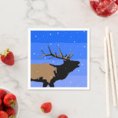 Bugling Elk in Winter - Originele Wilde Kunst Servetten (Insitu)
