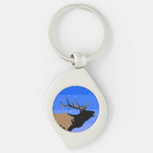 Bugling Elk in Winter - Originele Wilde Kunst Sleutelhanger