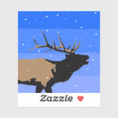 Bugling Elk in Winter - Originele Wilde Kunst Sticker (Vel)