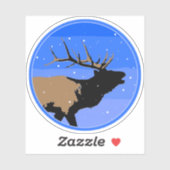 Bugling Elk in Winter - Originele Wilde Kunst Sticker (Vel)