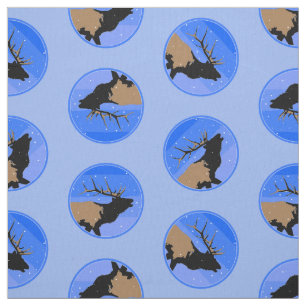 Bugling Elk in Winter - Originele Wilde Kunst Stof