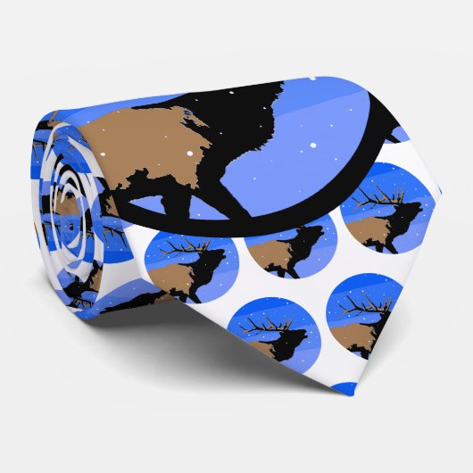 Bugling Elk in Winter - Originele Wilde Kunst Stropdas (Opgerold)