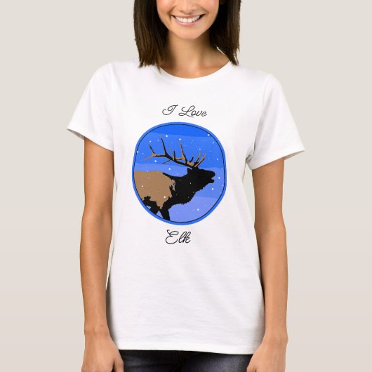 Bugling Elk in Winter - Originele Wilde Kunst T-shirt (Voorkant)