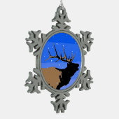 Bugling Elk in Winter - Originele Wilde Kunst Tin Sneeuwvlok Ornament (Links)