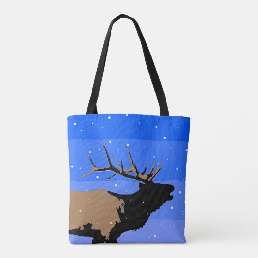 Bugling Elk in Winter - Originele Wilde Kunst Tote Bag (Achterkant)
