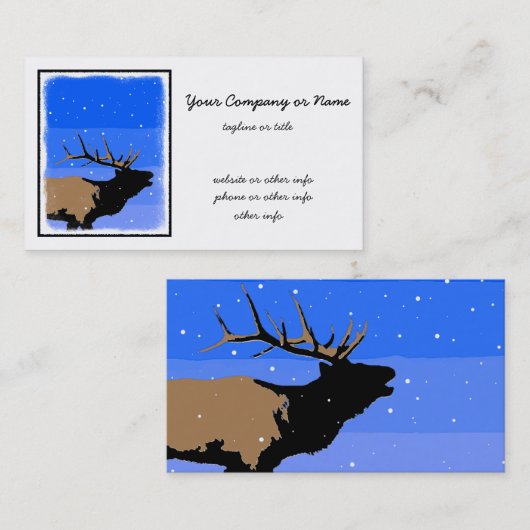 Bugling Elk in Winter - Originele Wilde Kunst Visitekaartje (Voorkant / Achterkant)
