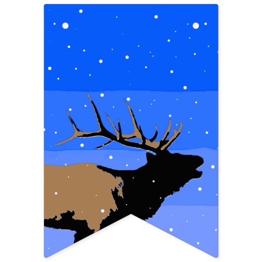 Bugling Elk in Winter - Originele Wilde Kunst Vlaggetjes (Eerste vlag)