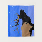 Bugling Elk in Winter - Originele Wilde Kunst Wandkleed (Voorkant)