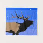 Bugling Elk in Winter - Originele Wilde Kunst Wandkleed (Voorkant (horizontaal))