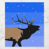 Bugling Elk in Winter - Originele Wilde Kunst Wijn Etiket (Enkel label)