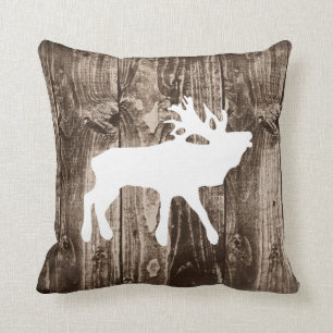 Bugling Elk op Sierkussen van de Rustic Wood Cabin