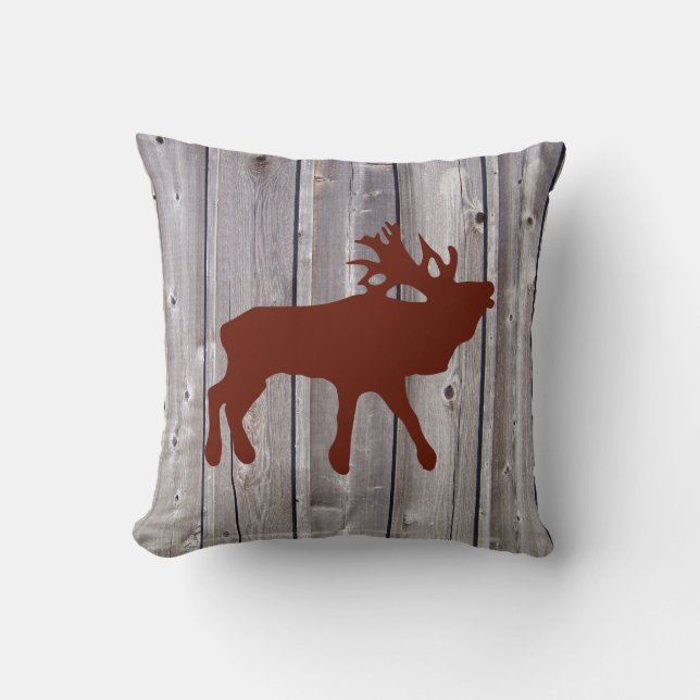Bugling Elk op Sierkussen van de Rustic Wood Cabin (Voorkant)