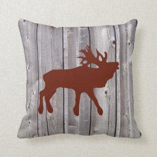 Bugling Elk op Sierkussen van de Rustic Wood Cabin
