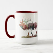 Bugling multicolor waterverf Elk silhouette mok (Links)
