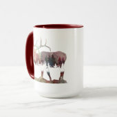 Bugling multicolor waterverf Elk silhouette mok (Voorkant links)