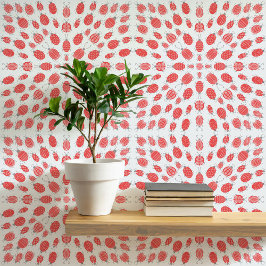 Bugs and Beetles patroon rood op blauw Behang